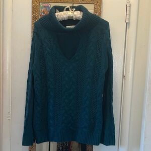 New York & Company Deep Teal Cowl Neck Sweater